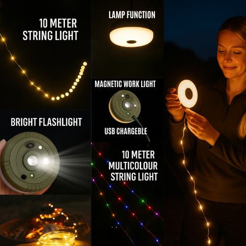 NomadiGlow - Rechargeable Light + 10m String Magic