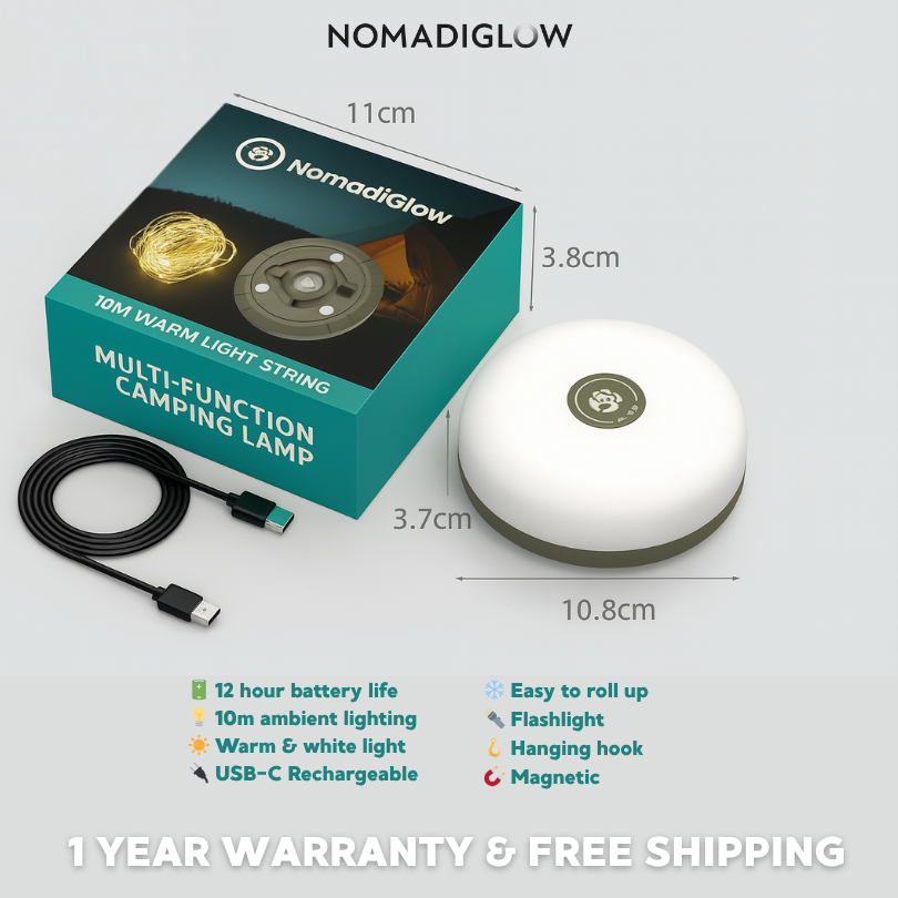 NomadiGlow - Rechargeable Light + 10m String Magic